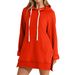 Women's Clothing Autumn/Winter New Women's Solid Color Hooded Mid Length Sweatshirt_ecoleips.com