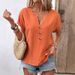 2026 Summer New European American Style Women's Button V-Neck Short Sleeve T-Shirt Top For And_ecoleips.com