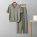 Summer Fashion Women's Knitwear Set Loose Fit High Waisted Straight Leg Casual Trousers Two Piece Outfit_ecoleips.com