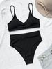 2025 New Cross Border European And American Foreign Trade High Waisted Women's Bikini, Solid Color Sexy Swimsuit, Multi Color Swimwear_ecoleips.com