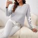 Floral Jacquard Knit Sweater – Women's Elegant Crewneck Pullover (S-L, Long Sleeve, Nylon Blend, Violet/Army Green/Light Grey/Rose)_ecoleips.com