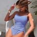 New 2025 European American Style Two Piece Swimsuit Women's Drawstring Backless Slimming Striped Push up Fashion Sexy_ecoleips.com