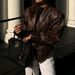 Retro PU Leather Jacket – Adjustable Belted V-Neck Biker Style For Streetwear & Casual Chic (Black/Brown/Grey, S-XL)_ecoleips.com