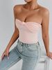 European And American Summer Sexy High-End Pure Desire Bustier Women's New Arrival Push-Up Body-Concealing Wrap Top With Belly Button Cutout_ecoleips.com