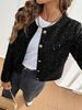 K Women's Sequined Button Jacket, Fashionable Short Jacket_ecoleips.com