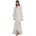 Women's Clothing French Retro Exquisite Heavy Crochet Lace V Neck Bell Sleeve Top + Skirt Two Piece Set_ecoleips.com