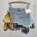 American Retro Plaid Patchwork Design Spring And Summer New High Waist A Line Denim Irregular Skirt Women's Trend _ecoleips.com