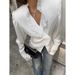 Autumn-Inspired Satin Shirt With Wooden-Leaf Pattern, Featuring A Fitted Waistline And White Floral Trim For Women's Wea_ecoleips.com