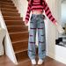 2023 Spring And Autumn New American Style High Street Embroidered Jeans For Women, Loose Wide-Leg Straight High-Waisted_ecoleips.com