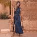 Vintage Wash Denim Shirt Dress Women's Sleeveless Belted Midi Cross-Tie Waist A-Line Silhouette S to XL_ecoleips.com