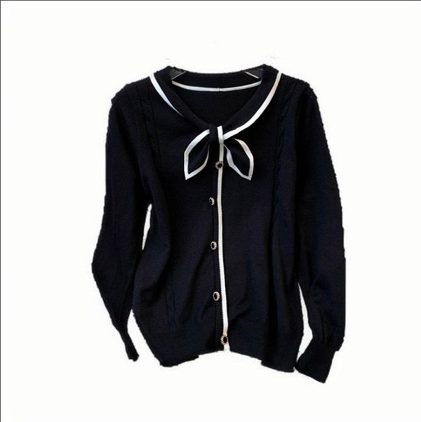 Women's Clothing Real shot of the new style autumn clothes with bow knitted bottoming tops for women_ecoleips.com