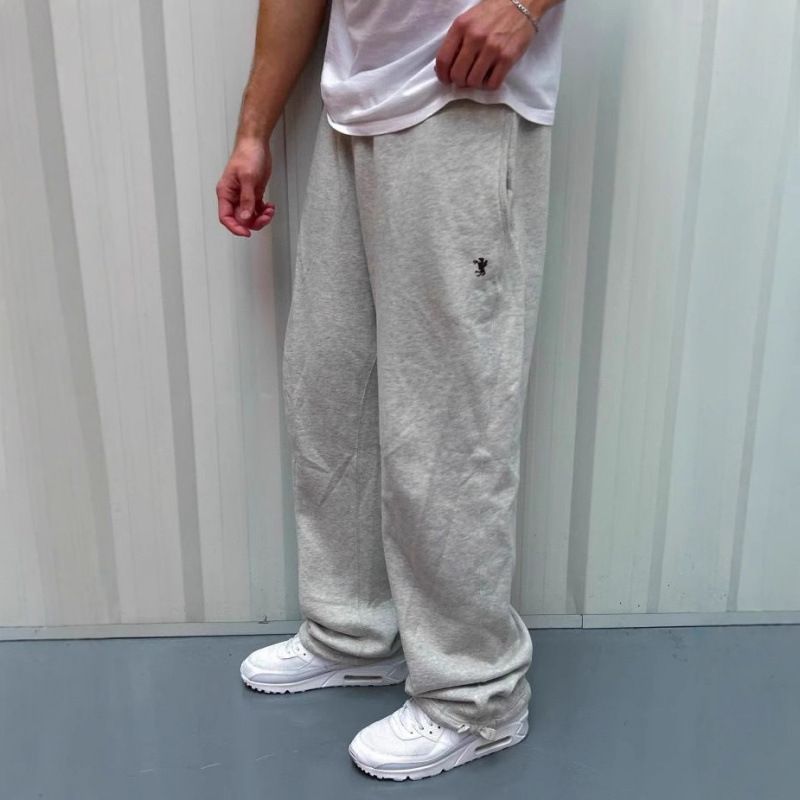 Women's Clothing Autumn And Winter American Gray Sports Pants Slim Loose Wide Leg Pants Label Sweatpants Trousers_ecoleips.com