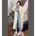 Elegant Double-Faced Wool Coat For Women - Long Loose Fit Trench Coat With Polo Collar, Spring Winter Fashion Outerwear (Beige, Black)_ecoleips.com