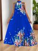 Elegant Women's Dress, Plus-size Printed Sleeveless Maxi Dress For Summer, Printed Pleated Style, Suitable For Everyday Wear, Travel, Parties, And Dates._ecoleips.com