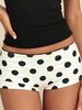 Women Black Polka Dot Low Waist Lounge Shorts Soft Stretchy Skinny Sleep Shorts Casual Home Nightwear Bottoms_ecoleips.com