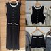 Women's Clothing Single Niche Spring And Summer Flower Pearl Button Contrast Trim Round Neck Sleeveless Knitted Sweater Dress 25148_ecoleips.com