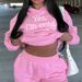 Women's plus Size Autumn Winter Leisure Suits Fashion Letter Print Long Sleeve Hooded Sweatshirt & Sweatpants Two Piece Set_ecoleips.com