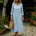 Spring/Summer New Arrival Women's Loose Casual Retro V Neck Long Sleeve Dress Embroidered Floral European American Style_ecoleips.com