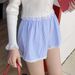 Women's Clothing Summer Women's New BM Hot Girl Low Waist Blue Striped Lace Stitching Button Home Beach Shorts_ecoleips.com