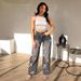 Women's Clothing Washed Denim Cross Hip Hop Straight Trousers_ecoleips.com