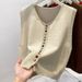 K Fashionable Knitted Vest For Women With Rainbow Buttons; Wear It Over A Sweater._ecoleips.com