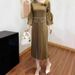 Plus Size Women's Slim Fit Casual Dress European And American Style Fashionable Solid Color Pleated_ecoleips.com