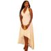 Women's European American Style Solid Color Fishtail Skirt U Neck Halter Neck Elegant Long Dress Waist Cinching Trendy_ecoleips.com