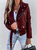 Women's jacket top PU leather jacket motorcycle short zipper_ecoleips.com