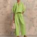 Women's Solid Color Zip up Sweatshirt And Straight Leg Pants Set Casual Loose Fit Autumn Summer European American Style_ecoleips.com