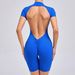 Women's Backless Yoga Jumpsuit Dance Fitness Sports Tight Short Sleeve Zipper European American Style 80-150 Size_ecoleips.com