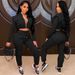Women's Sexy Slim Fit Two Piece Suit Hooded Zipper Collar Nightclub Outfit Commuter Fashion Spring/Autumn_ecoleips.com
