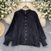 Elegant French-Style Lace Trimmed Blouse With Lantern Sleeves – Romantic & Youthful Women's Top_ecoleips.com