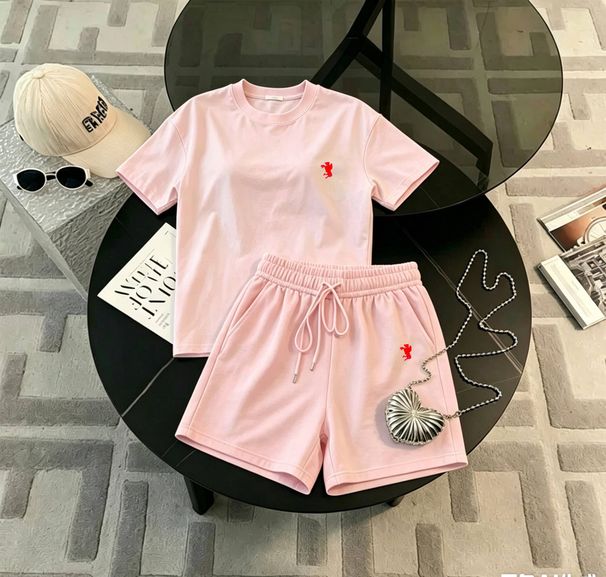 Pony Pattern Women's Slim Fit Bear Print Pant Set Casual Sportswear Two Piece Student Outfit Korean Style Thin Summer Fashion_ecoleips.com