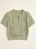 French Openwork Textured Short Sleeve Cardigan Knit Top_ecoleips.com