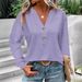 Women’s V-Neck Button-Down Long-Sleeve Blouse – Lightweight Polyester, Loose Fit, Casual & Stylish Top_ecoleips.com