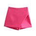 2025s Women's Fashion Skirt Pants Versatile Solid Color Casual Irregular High Waist Shorts_ecoleips.com
