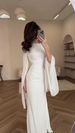 Women's Round Neck Flared Long Sleeve Satin Bodycon Midi Dress – Elegant Casual Summer Gown 2026_ecoleips.com