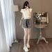 Fashion Women's Two Piece Set Summer Versatile Slimming Youthful Short Sleeved Top And Shorts Outfit For Women_ecoleips.com