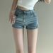2025s Women's Summer Skinny Jeans, Thin Hot Pants, High Waist, Small Split, Hip Lift Shorts, Trendy Ins Style_ecoleips.com