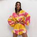 Women's Clothing Women's Summer Jumpsuit V-Neck Printed Long Sleeve Fitted Waist Ruffle Shorts Style Clothing For Formal & Casual For Women_ecoleips.com