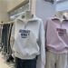 Korean Style Women's Embroidery Pullover Sweatshirt Stand Up Collar Half Zipper Spring Autumn Simple Temperament Fashion_ecoleips.com