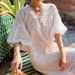 Spring Summer New French Embroidered Vacation With Puff Sleeves White Mid-Length Dress European And American_ecoleips.com