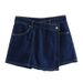 Women's Clothing New Short Denim Shirt Double Breasted Denim Skirt Pants_ecoleips.com