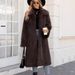 Women's Faux Fox Fur Coat – Long Winter Coat With Luxe Faux Fur (Dark Brown, S-XXXL)_ecoleips.com