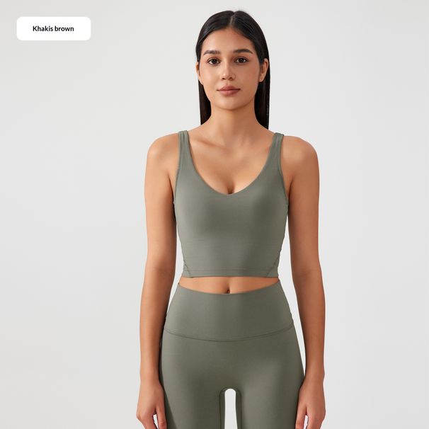 U Shaped Backless Sports Bra For Women, High Intensity Fitness Running Anti Shock Yoga Bra With Supportive Breast Pads, Vest AG001_ecoleips.com