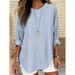 Women's Clothing Women's Casual Striped Long Sleeve Top Round Neck Loose Fit Spring Summer Fashion Style Shirt_ecoleips.com