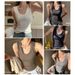 Women's Ribbed Cotton Sleeveless Camisole Pleated Waist Cinching U Neck Top Can Be Worn as an Inner Or Outer Layer_ecoleips.com