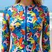 Women Long Sleeve One Piece Swimsuit Colorful Tropical Leopard Leaf Print Front Zipper Rash Guard Surfing Bathing Suit UPF Sun Protection_ecoleips.com