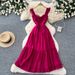 Women's Romantic Style Sleeveless Dress Playful Suspender Tie Waist Slimming A-Line Skirt For Summer Vacation_ecoleips.com