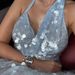 Women's Clothing New Blue Sequins Slim Sexy Pearlescent Temperament Long Skirt Hip Dress_ecoleips.com